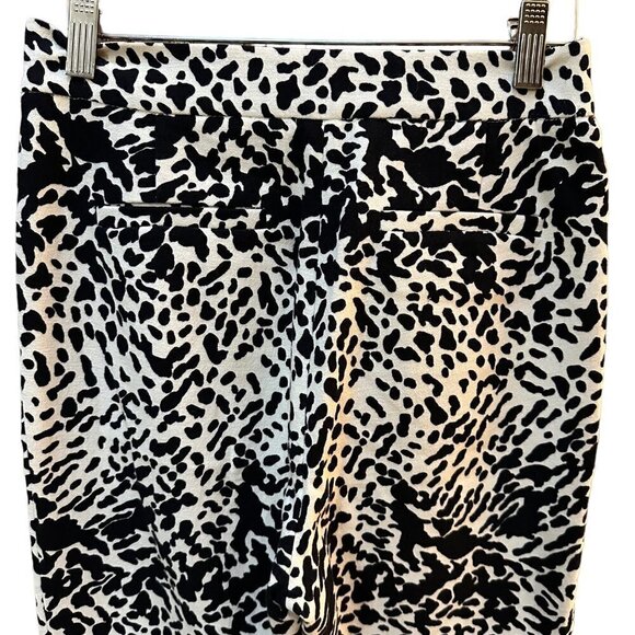 Tibi Animal Print Black &‎ White Straight Leg Flare Stretch Pants Career Size 0 - Picture 4 of 6